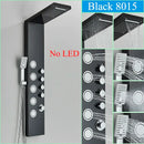 GobekUsa Black LED Shower Faucet Panel with Waterfall Rain System & Massage Spa Spout
