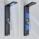 GobekUsa Black LED Shower Faucet Panel with Waterfall Rain System & Massage Spa Spout