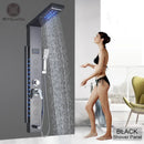 GobekUsa Black LED Shower Panel 5-Function Wall Mount Bathroom Faucet - Cold and Hot Shower