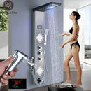 GobekUsa Black LED Shower Panel Tower with Digital Screen and Thermostatic Mixer