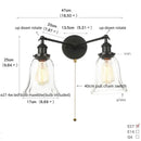 GobekUsa Black LED Wall Sconce 2-Head Lamp for Bedroom Bathroom Mirror