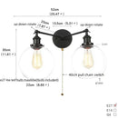 GobekUsa Black LED Wall Sconce 2-Head Lamp for Bedroom Bathroom Mirror