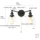 GobekUsa Black LED Wall Sconce 2-Head Lamp for Bedroom Bathroom Mirror