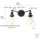 GobekUsa Black LED Wall Sconce 2-Head Lamp for Bedroom Bathroom Mirror