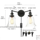 GobekUsa Black LED Wall Sconce 2-Head Lamp for Bedroom Bathroom Mirror