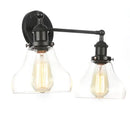 GobekUsa Black LED Wall Sconce 2-Head Lamp for Bedroom Bathroom Mirror