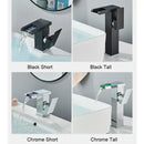 GobekUsa Black LED Waterfall Bathroom Faucet, Deck Mounted, Three Color Change