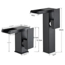 GobekUsa Black LED Waterfall Bathroom Faucet, Deck Mounted, Three Color Change