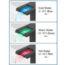 GobekUsa Black LED Waterfall Bathroom Faucet, Deck Mounted, Three Color Change