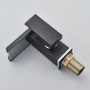 GobekUsa Black LED Waterfall Bathroom Faucet, Deck Mounted, Three Color Change