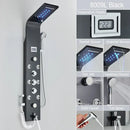 GobekUsa Black LED Waterfall Rain Shower Panel Faucet Set with Massage Jets