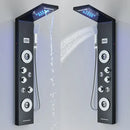 GobekUsa Black LED Waterfall Rain Shower Panel Faucet Set with Massage Jets