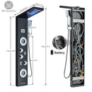 GobekUsa Black LED Waterfall Rain Shower Panel Faucet Set with Massage Jets