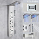 GobekUsa Black LED Waterfall Rain Shower Panel Faucet Set with Massage Jets