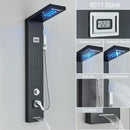 GobekUsa Black LED Waterfall Rain Shower Panel Faucet Set with Massage Jets