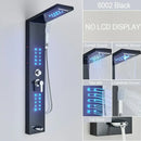 GobekUsa Black LED Waterfall Rain Shower Panel Faucet Set with Massage Jets