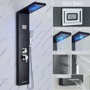 GobekUsa Black LED Waterfall Rain Shower Panel Faucet Set with Massage Jets