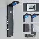GobekUsa Black LED Waterfall Rain Shower Panel Faucet Set with Massage Jets