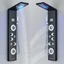 GobekUsa Black LED Waterfall Rain Shower Panel Faucet Set with Massage Jets