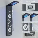 GobekUsa Black LED Waterfall Rain Shower Panel Faucet Set with Massage Jets