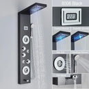 GobekUsa Black LED Waterfall Rain Shower Panel Faucet Set with Massage Jets