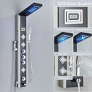GobekUsa Black LED Waterfall Rain Shower Panel Faucet Set with Massage Jets