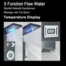 GobekUsa Black LED Waterfall Rain Shower Panel Faucet Set with Massage Jets