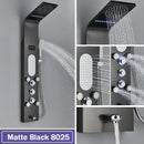 GobekUsa Black LED Waterfall Rain Shower Panel with Massage Sprayer and Bidet Tap