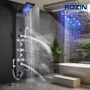 GobekUsa Black LED Waterfall Rain Shower Panel with Massage Sprayer and Bidet Tap