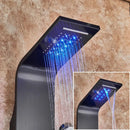 GobekUsa Black LED Waterfall Rain Shower Panel with Massage Sprayer and Bidet Tap