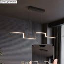 GobekUsa Black Line Art Metal Hanging Lamp - Simplistic LED Island Lighting for Dining Room