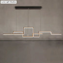 GobekUsa Black Line Art Metal Hanging Lamp - Simplistic LED Island Lighting for Dining Room