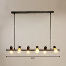 GobekUsa Black Linear Island Pendant Light with Exposed Bulb Design - Perfect for Restaurants and Lofts