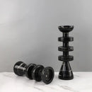 GobekUsa Black Marble Candle Holder, Modern Yellow Stone Candle Holder