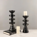 GobekUsa Black Marble Candle Holder, Modern Yellow Stone Candle Holder
