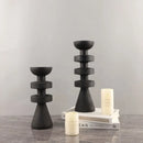 GobekUsa Black Marble Candle Holder, Modern Yellow Stone Candle Holder