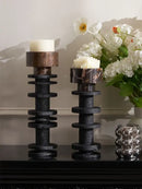 GobekUsa Black Marble Pillar Candlestick for Elegant Table Centerpieces