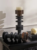 GobekUsa Black Marble Pillar Candlestick for Elegant Table Centerpieces