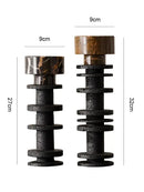 GobekUsa Black Marble Pillar Candlestick for Elegant Table Centerpieces