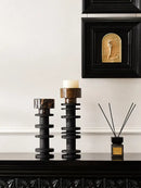 GobekUsa Black Marble Pillar Candlestick for Elegant Table Centerpieces