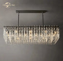 GobekUsa Black Marignan K9 Crystal Rectangular Chandelier for Living Dining Room