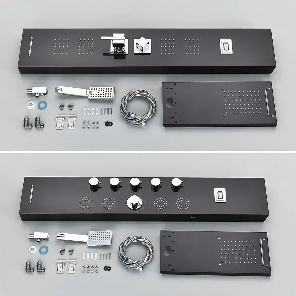 GobekUsa Black Massage Jet Rainfall Shower Panel with Temperature Display 5 Modes, photo 5 of 18