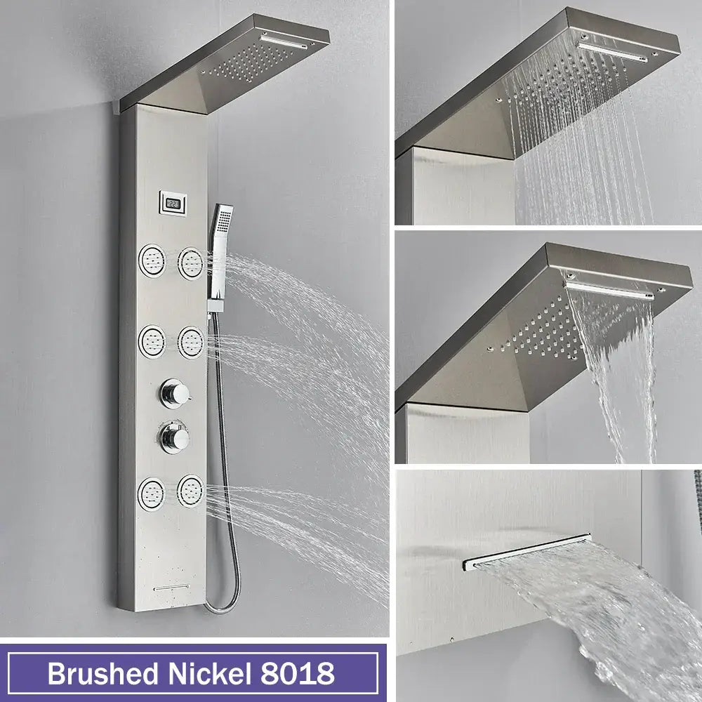 GobekUsa Black Massage Jet Rainfall Shower Panel with Temperature Display 5 Modes, photo 10 of 18