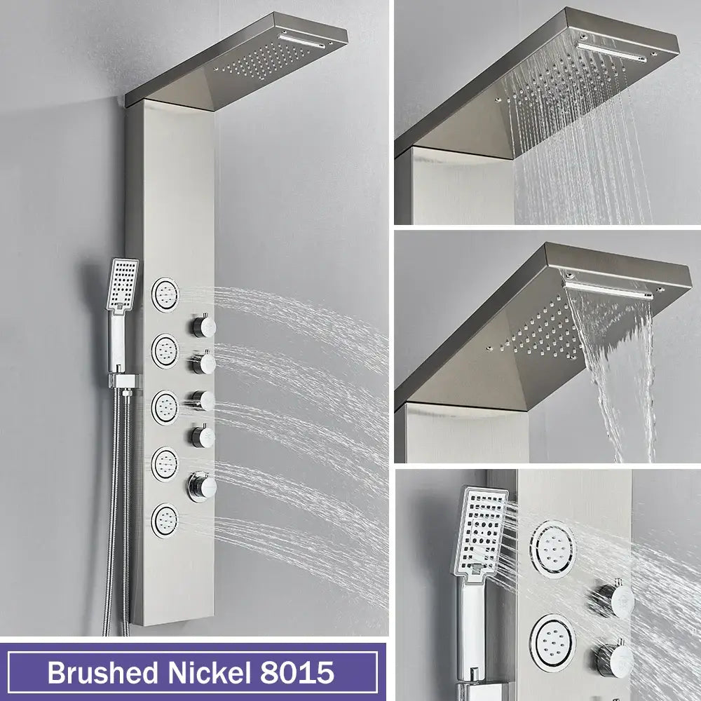 GobekUsa Black Massage Jet Rainfall Shower Panel with Temperature Display 5 Modes, photo 12 of 18