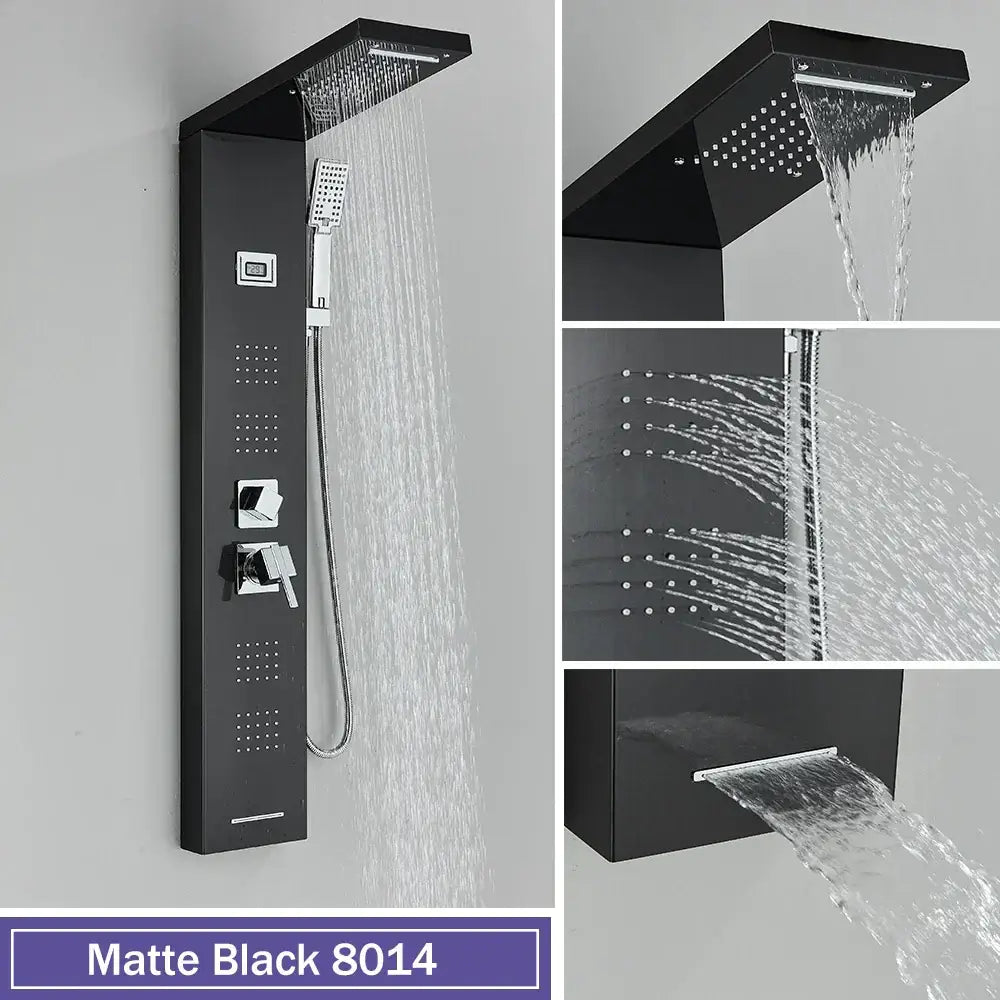 GobekUsa Black Massage Jet Rainfall Shower Panel with Temperature Display 5 Modes, photo 18 of 18