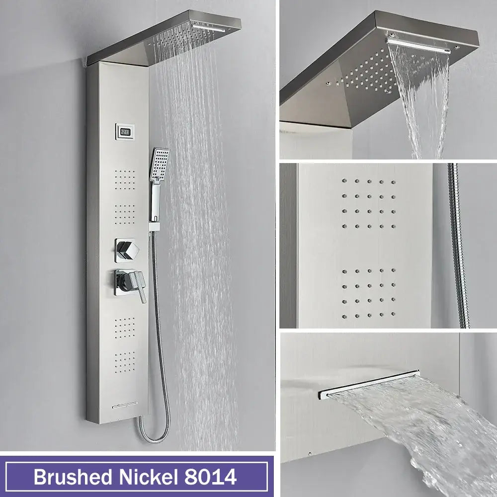 GobekUsa Black Massage Jet Rainfall Shower Panel with Temperature Display 5 Modes, photo 17 of 18