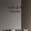 GobekUsa Black Metal Chandelier: Minimalist Hanging Light for Dining Room, Kitchen, Bedroom.