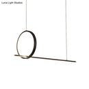 GobekUsa Black Metal LED Linear Pendant and Ring Island Light for Kitchen Ceiling
