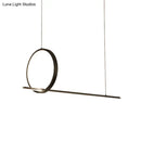 GobekUsa Black Metal LED Linear Pendant and Ring Island Light for Kitchen Ceiling