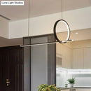 GobekUsa Black Metal LED Linear Pendant and Ring Island Light for Kitchen Ceiling